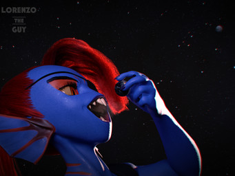 anthro earth female intergalactic_macro macro moon object_vore planet planet_vore solo vore lorenzo_the_guy wo262_(modeler) undertale_(series) undyne 4:3