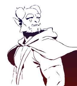 2_horns cloak clothed clothed_humanoid clothed_male clothing facial_hair front_view head_horn head_turned horn humanoid_pointy_ears looking_aside male muscular muscular_humanoid muscular_male open_mouth pointy_ears sideburns solo topwear underbite kingarthur_i ior_(kingarthur_i) humanoid 2023 digital_drawing_(artwork) digital_media_(artwork) half-length_portrait hi_res monochrome portrait sketch