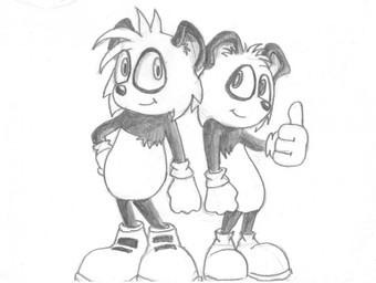 anthro closed_smile clothing duo featureless_crotch footwear gesture glistening glistening_eyes gloves hand_gesture hand_on_hip handwear head_tuft looking_at_viewer male male_anthro mostly_nude mouth_closed shoes simple_background smile standing thumbs_up tuft young young_anthro young_male pandapaco nemorio parinton bear giant_panda mammal monochrome sketch