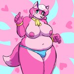 5_fingers anthro areola belly big_breasts blue_background blue_eyes breasts bulge eyelashes fingers fur gynomorph hair happy heart_symbol intersex looking_at_viewer multicolored_body multicolored_fur navel nipples overweight pink_background pink_body pink_fur pink_hair pink_nipples presenting scarf simple_background slightly_chubby slightly_chubby_gynomorph slightly_chubby_intersex solo thick_thighs two_tone_body two_tone_fur wristband lunasn0wfall super_lesbian_animal_rpg melody_amaranth canid canine fox mammal 1:1 2023 alternate_version_at_source digital_drawing_(artwork) digital_media_(artwork) hi_res sketch trans_(lore) trans_woman_(lore)