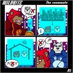 1:1 anthro bear clothing comic dialogue duo felid frostbite_(rubberbuns) lion male mammal muscular muscular_male pantherine pecs pictographics polar_bear rubberbuns ursine wildfire_(rubberbuns)