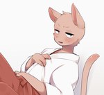 anthro asian_clothing blush bodily_fluids clothed clothing east_asian_clothing fur japanese_clothing looking_at_viewer male orange_body orange_fur solo sweat sweatdrop topwear kokomo_niwa undertale undertale_(series) burgerpants domestic_cat felid feline felis mammal hi_res source_request