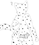 anthro bat_symbol butt female fur markings nude question_mark solo spots spotted_body spotted_fur zinco dc_comics cheetah_(dc) cheetah felid feline mammal hi_res monochrome