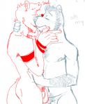 duo ear_piercing flaccid genitals hug kissing male male/male nude penis piercing fvorte bear mammal