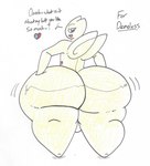 backsack balls big_butt butt chasey_ultra_beast_goodra dialogue english_text generation_2_pokemon genitals hand_on_butt hi_res huge_butt hyper hyper_butt male nintendo pokemon pokemon_(species) shaking_butt simple_background solo text thick_thighs togetic wolfespada