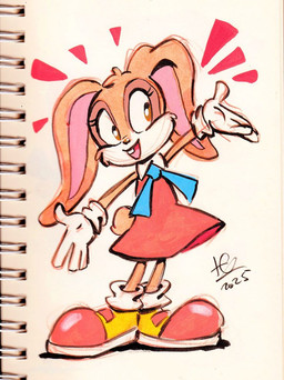 anthro clothing dress female footwear gloves handwear shoes smile solo toony juneduck21 sega sonic_the_hedgehog_(series) cream_the_rabbit lagomorph leporid mammal rabbit