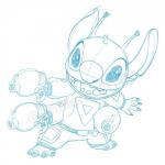 1:1 2018 4_arms 4_fingers 4_toes alien antennae_(anatomy) belt blue_and_white claws clothed clothing dipstick_antennae disney distracting_watermark enolone experiment_(lilo_and_stitch) feet fingers fur graphite_(artwork) head_tuft lilo_and_stitch looking_at_viewer monochrome multi_arm multi_limb multi_wielding multicolored_antennae notched_ear open_mouth open_smile pencil_(artwork) plasma_blaster_(lilo_and_stitch) plasma_gun simple_background smile solo standing stitch_(lilo_and_stitch) toes traditional_media_(artwork) tuft watermark white_background