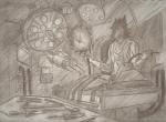 absurd_res anthro bdsm blood bodily_fluids bondage bound clothed clothing conformitywhore duo fully_clothed graphite_(artwork) greyscale hi_res medical monochrome pencil_(artwork) restraining_table sergal surgical_light torture traditional_media_(artwork)