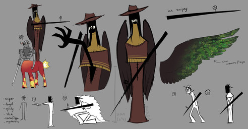 4_fingers annoyed anthro armless armor black_body bottomwear brown_body brown_bottomwear brown_clothing brown_feathers brown_hat brown_headwear brown_topwear chart clothing directional_arrow duo emanata exposed_teeth eyewear feathered_wings feathers fingers folded_wings front_view frustration_cloud glasses green_body green_feathers grey_background hat headgear headwear height_chart male mask numbered_sequence on_top red_body simple_background solo_focus stick_figure sword_arm teeth text topwear wearing_glasses wearing_mask wings yellow_body ninetheowl team_fortress_2 valve demoman_(team_fortress_2) sniper_(team_fortress_2) avian taur 2026 artist_name black_and_white colored digital_drawing_(artwork) digital_media_(artwork) english_text full-length_portrait half-length_portrait hi_res monochrome portrait sketch