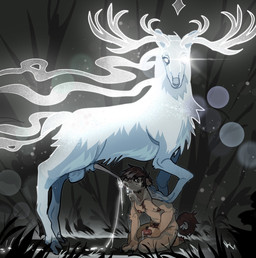 animal_genitalia animal_penis anthro anthro_on_feral bestiality bodily_fluids cum cum_in_mouth cum_inside duo feral genital_fluids genitals licking male male/male male_on_feral oral penile penis penis_lick sex substance_intoxication tongue deadfingers deer forest_spirit mammal spirit hi_res