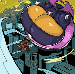air_inflation anthro bat_wings belly belly_expansion big_belly big_breasts big_cheeks black_body black_bodysuit black_clothing black_ears black_eyebrows black_hair black_jumpsuit black_nose black_skinsuit black_tail body_inflation bodysuit breast_expansion breasts building cheek_expansion city cityscape clothing cloud expansion eyebrows eyelashes eyeshadow female floating footwear gloves group hair handwear holding_another huge_belly huge_breasts huge_cheeks hyper hyper_belly hyper_breasts hyper_inflation immobile inflation lips machine makeup male membrane_(anatomy) membranous_wings neck_tuft open_mouth outside pink_lips puffed_cheeks purple_eyeshadow purple_wings red_body red_eyes red_hair red_mouth road round_body scut_tail shoes short_tail skinsuit sky spherical_inflation tail tan_body tan_inner_ear teal_eyes teeth tight_clothing trio tuft white_clothing white_ears white_footwear white_gloves white_hair white_handwear white_shoes wings yellow_sky nikoltine sega sonic_the_hedgehog_(series) e-123_omega rouge_the_bat shadow_the_hedgehog bat eulipotyphlan hedgehog mammal robot 2026 absurd_res cel_shading colored digital_media_(artwork) hi_res shaded