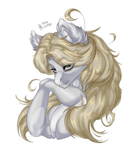 bent_leg blonde_eyebrows blonde_mane closed_smile ear_tuft eye_through_hair eyebrow_through_hair eyebrows eyelashes eyelashes_through_hair feathering female female_feral feral fur grey_body grey_eyes grey_fur grey_hooves hair hooves lidded_eyes light long_mane looking_at_viewer mane mouth_closed simple_background smile smiling_at_viewer solo text translucent translucent_hair tuft unguligrade white_background rayrage hasbro my_little_pony fan_character victoria_(rayrage) earth_pony equid equine horse mammal pony 2025 artist_name bust_portrait colored digital_drawing_(artwork) digital_media_(artwork) english_description lighting portrait shaded