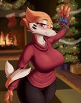 4_fingers anthro anthrofied big_breasts biped blue_eyes blurred_background blush breasts christmas_tree clothed clothed_anthro clothed_female clothing exposure_variation female female_anthro fingers fireplace fur holding_mistletoe holding_object holidays holly_(plant) legs_together looking_at_viewer mistletoe orange_body orange_fur plant pokemorph red_eyes smile smiling_at_viewer solo tail tree white_body white_fur cataliser2 cooliehigh christmas nintendo pokemon buizel generation_4_pokemon pokemon_(species) 2023 2d_animation animated collaboration motion_tweening portrait short_playtime three-quarter_portrait