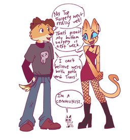 ambiguous_gender anthro anthrofied boots bottomwear clothing denim denim_bottomwear denim_clothing dress female feral fishnet_clothing fishnet_legwear footwear group jeans legwear male pants shirt shoes standing tail text topwear trio pixel_chikki hasbro littlest_pet_shop littlest_pet_shop:_popular my_top_surgery_went_really_well brooklyn_hayes lps_339 lps_577 lps_58 sage_bond tom_dawson american_shorthair canid canine canis domestic_cat domestic_dog felid feline felis mammal character_request english_text trans_(lore) trans_man_(lore) trans_woman_(lore)