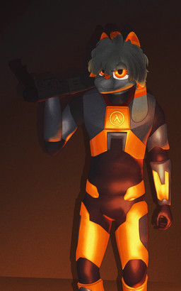 anthro floppy_ears fur grey_body grey_fur gun hair hev_suit holding_gun holding_object holding_ranged_weapon holding_shotgun holding_weapon horn male orange_eyes orange_horn ranged_weapon shotgun solo spas-12 weapon conditional_dnp gusta half-life valve gusta_(gusta) bovid caprine goat mammal 5:8 hi_res