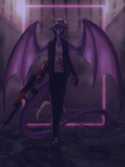 anthro blood blood_on_clothing blood_on_face blood_on_hand blood_on_shirt blood_splatter bodily_fluids bottomwear clothed clothing cross cross_necklace fingers footwear gun hair holding_gun holding_object holding_ranged_weapon holding_rifle holding_weapon horn jewelry looking_at_viewer male membrane_(anatomy) membranous_wings necklace pants ranged_weapon rifle shirt shoes solo standing tail teeth topwear weapon wings frostbite80 mythology zerrin_(frostbite80) dragon mythological_creature mythological_scalie scalie absurd_res digital_media_(artwork) hi_res