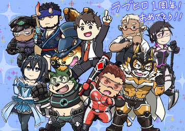 anthro black_hair blonde_hair brown_hair chibi clothing countershading female fur green_body green_fur group hair male necktie spandex suit superhero text tight_clothing sudakotakoyaki lifewonders live_a_hero akashi_(live_a_hero) barrel_(live_a_hero) crowne_(live_a_hero) huckle male_operator mokdai nessen_(live_a_hero) protagonist_(live_a_hero) ryekie_(live_a_hero) shaft_(live_a_hero) sui_(live_a_hero) canid canine canis domestic_dog felid human mammal pantherine tiger wolf hi_res japanese_text