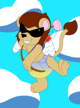 3_toes 4_fingers abdl anthro arrow_(weapon) belly big_diaper black_eyewear black_nose black_sunglasses blue_diaper bodily_fluids bow_(weapon) brown_hair brown_mane brown_tail brown_tail_tip brown_tail_tuft brown_tuft cloth_diaper clothed clothing cloud cloudy_sky cocky cocky_grin cocky_smile covered_eyes cupid's_arrow cute_fangs detailed_background diaper diaper_fetish diaper_only dipstick_tail eyebrow_through_hair eyebrow_through_mane eyebrows eyewear fangs feathered_wings feathers feet feline_ears feline_tail fingers flying fur fur_tuft genital_fluids glasses glistening glistening_eyewear glistening_sunglasses grin hair handpaw hindpaw holding_arrow holding_bow_(weapon) holding_object holding_ranged_weapon holding_weapon holidays iconography lion_ears long_tail male mane mane_hair markings messy_hair messy_mane midair mischievous mischievous_smile motion_lines multicolored_body multicolored_ears multicolored_fur multicolored_tail opaque_glasses path_lines paws pink_inner_ear quiver_(object) raised_leg raised_tail ranged_weapon reaching_back reaching_for_weapon sagging_diaper sandy_fur shoulder_length_hair sky skyscape smile solo suction_cup sunglasses swollen_diaper tail tail_markings tail_tuft tan_arms tan_belly tan_body tan_chest tan_ears tan_face tan_feet tan_fur tan_hands tan_legs tan_neck tan_paws tan_snout tan_tail tan_torso teeth tied_cloth_diaper tied_diaper tied_knot toes topless translucent translucent_hair tuft unclean_diaper urine used_diaper weapon wearing_diaper wet_diaper white_body white_feathers white_wings wings agumonofalchemy valentine's_day cupid evander_rex felid lion mammal pantherine colored digital_drawing_(artwork) digital_media_(artwork) hi_res