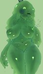 big_breasts bodily_fluids breasts crown eyes_closed female genitals goo_hair green_background green_body hair hair_over_eye headgear inverted_nipples lactating nipples non-mammal_breasts nude nude_female nude_humanoid one_eye_obstructed projectile_lactation pseudo_hair pussy simple_background slightly_chubby slime smile solo unusual_bodily_fluids unusual_lactation unyin towergirls slime_princess_(towergirls) goo_creature humanoid absurd_res hi_res