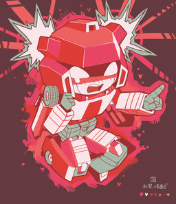 5_fingers ambiguous_gender autobot blush fingers gesture hand_gesture heart_symbol machine no_pupils not_furry open_mouth pointing red_body simple_background smile solo sparks standing text tongue wheel white_body kthosivb hasbro takara_tomy transformers red_alert_(transformer) cybertronian humanoid living_machine robot 2019 digital_media_(artwork) hi_res japanese_text translation_request