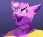 clothed clothing fangs female fur green_eyes hair jewelry necklace open_mouth pink_body pink_fur pink_hair pupils slit_pupils solo teeth whiskers marrieskunk bojack_horseman netflix princess_carolyn domestic_cat felid feline felis mammal