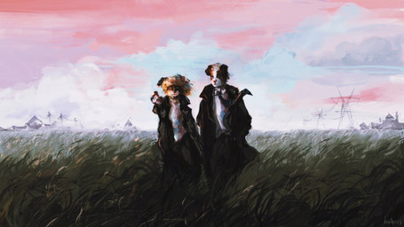 anthro brown_body brown_fur clothing detailed_background female fur hair landscape looking_at_viewer male markings outside realistic sky solo topwear white_body white_fur lostenry eldridge_moran marta_moran border_collie canid canine canis collie domestic_dog herding_dog mammal pastoral_dog sheepdog 16:9 detailed hi_res widescreen