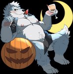 anthro belly blue_body blush food fruit genitals holidays kemono male moobs moon nipples penis plant pumpkin simple_background sitting slightly_chubby solo transparent_background white_body v2wolf halloween canid canine canis mammal wolf 2021 alpha_channel animated short_playtime