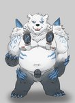 anthro balls belly black_body black_fur erection fur genitals humanoid_genitalia humanoid_hands humanoid_penis kemono male moobs navel nipples overweight overweight_anthro overweight_male penis solo white_body white_fur hokolee32 league_of_legends riot_games tencent volibear bear mammal polar_bear ursine 2020