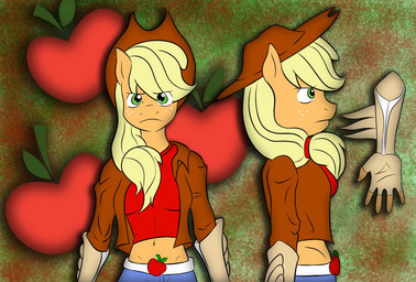 anthro female hair multicolored_hair side_view solo mishiranui-san friendship_is_magic hasbro my_little_pony applejack_(mlp) earth_pony equid equine horse mammal pony digital_media_(artwork) model_sheet preview