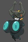 areola armor big_areola big_breasts big_nipples black_body breasts female fused_shadow green_areola green_nipples hair hand_on_breast headgear helmet hi_res holding_breast huge_areola huge_breasts huge_nipples humanoid humanoid_pointy_ears hyper hyper_breasts imp markings midna nintendo nipples not_furry nsfwoaf one_eye_obstructed orange_hair red_eyes smile solo the_legend_of_zelda thick_thighs twili twilight_princess yellow_sclera