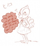 anthro beverage coffee female food solo lacgl requestfaeg animal_crossing nintendo phoebe_(animal_crossing) avian bird galliform peafowl phasianid monochrome