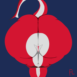 anthro bent_over_with_legs_held_straight big_butt butt butt_heart female genitals huge_butt hyper hyper_butt multicolored_body overweight overweight_female presenting presenting_hindquarters pussy_fins solo tail vulva wide_hips flightlesslizard praise_da_booty_(meme) akai_(flightlesslizard) aquatic fish shark 1:1 hi_res