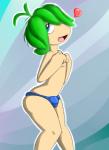 anthro blue_clothing blue_eyes blue_underwear bulge clothing femboy green_hair hair heart_symbol male open_mouth solo underwear sangelia lemmings cricetid lemming mammal rodent hi_res