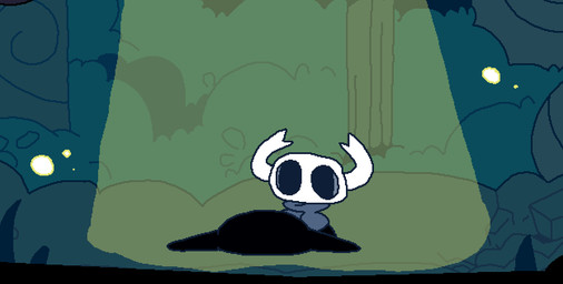 2_horns ambiguous_gender anthro black_body cape clothing featureless_crotch grass grey_cape grey_clothing horn lying on_back outside plant rock shrub solo spotlight three-quarter_view white_horn superiorfox hollow_knight_(franchise) team_cherry the_knight_(hollow_knight) arthropod insect vessel_(species) 2025 digital_media_(artwork) nonbinary_(lore)