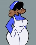 anthro belly belly_outline big_breasts black_nose blue_clothing blue_hat blue_headwear blue_shirt blue_topwear blush breasts brown_body brown_fur brown_hair clothed clothing curled_hair curvy_figure eyelashes female fully_clothed fur grey_background hair hand_in_pocket hat headgear headwear huge_breasts overalls pockets shirt simple_background slightly_chubby solo thick_thighs three-quarter_view topwear voluptuous white_clothing white_overalls wide_hips probablydemo reese_(probablydemo) domestic_cat felid feline felis mammal aliasing clip_studio_paint_(artwork) digital_media_(artwork) portrait three-quarter_portrait trans_(lore) trans_woman_(lore)