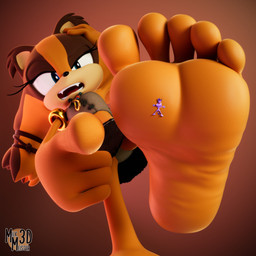 5_toes angry anthro duo extreme_size_difference feet female female/female foot_fetish foot_focus gesture hand_gesture humanoid_feet macro orange_body plantigrade pointing pointing_at_another purple_body size_difference soles stuck_to_foot toes milkmeister3d sega sonic_boom sonic_the_hedgehog_(series) blaze_the_cat sticks_the_jungle_badger badger felid feline mammal mustelid musteline 1:1 3d_(artwork) absurd_res digital_media_(artwork) hi_res