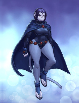 5_fingers 5_toes alternate_species anthro blue_body blue_fur blue_nails bodysuit boots cape clothed clothing colored_nails feet female fingerless_gloves fingers footwear forehead_gem fur gem gloves hair handwear head_gem nails purple_eyes purple_hair shoes short_hair skinsuit solo superhero tight_clothing toeless_boots toeless_footwear toes redustheriotact cartoon_network dc_comics teen_titans teen_titans_(television_series) raven_(dc) haplorhine mammal monkey primate 2023 hi_res