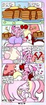 anthro big_breasts breasts chaos_elfilis chinchillid comic dialogue duo egg elfilin english_text female food generation_4_pokemon hair heart_symbol hi_res kirby kirby_(series) kirby_and_the_forgotten_land lewdchuu_(artist) male mammal nintendo p.k-98 pancake pink_body pink_hair pokemon pokemon_(species) rodent solo starly text the_end white_body