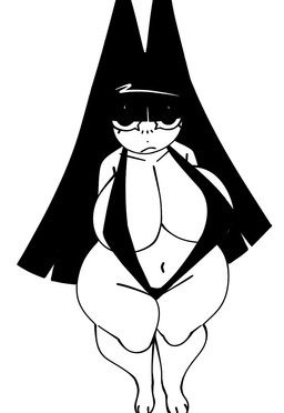 anthro bangs big_breasts black_clothing black_ears black_hair black_sling_bikini black_swimwear breasts clothed clothed_anthro clothed_female clothing female female_anthro frown hair huge_breasts long_hair mouth_closed navel one-piece_swimsuit simple_background sling_bikini solo swimwear thick_thighs white_background white_body wide_eyed wide_hipped_anthro wide_hipped_female wide_hips xarop77 witchcat_(xarop77) domestic_cat felid feline felis mammal 2025 black_and_white digital_drawing_(artwork) digital_media_(artwork) hi_res monochrome portrait