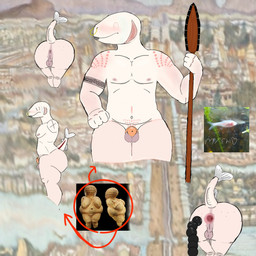 3_fingers anal_beads anthro anus aztec backsack balls big_butt blind bodily_fluids butt chastity_cage chastity_device darkened_genitalia disability eyeless femboy feral fertility_idol fingers gaping gaping_anus genitals idol_(object) male melee_weapon polearm prehispanic scarification sex_toy solo spear tail tattoo thick_thighs weapon elpajaslokas69 oztocuilli_(oc) venus_of_willendorf aquatic cavefish characiform fish mexican_tetra scalie tetra_(fish) 1:1 absurd_res hi_res model_sheet reference_image