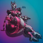 anus big_butt breasts butt female genitals glowing glowing_anus glowing_genitalia glowing_pussy medium_breasts presenting pussy simple_background solo thick_thighs wide_hips rashchaos digital_extremes tencent warframe valkyr_(warframe) biomechanical humanoid 1:1 absurd_res hi_res