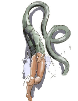 ambiguous_gender bodily_fluids body_outline butt duo feet feral feral_pred head_first human_prey male male/ambiguous nude nude_human nude_male nude_prey oral_vore pale_skin partially_inside saliva simple_background slime vore white_background jeri_kleinlowe human mammal worm 2010 hi_res