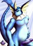 anthro anthrofied erection genitals male nude penis pokemorph slightly_chubby solo tail vinvulpis nintendo pokemon eeveelution generation_1_pokemon pokemon_(species) vaporeon hi_res watermark