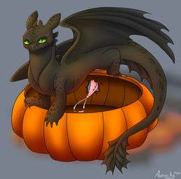 black_body bodily_fluids cum cumshot ejaculation genital_fluids genitals holidays male penis solo avexcity dreamworks european_mythology halloween how_to_train_your_dragon mythology toothless dragon fury_(httyd) mythological_creature mythological_scalie night_fury scalie western_dragon absurd_res hi_res
