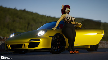 anthro big_breasts big_butt breasts brown_hair butt clothing female grass hair horizon long_hair mature_female mountain orange_ears plant pose purple_eyes solo street suit thick_thighs yellow_body yellow_car diegothewolf alberarts_(modeler) blender_(copyright) porsche hyenid_(alber) julia_(diegothewolf) canid canine canis hyenid_(species) mammal wolf 16:9 3d_(artwork) absurd_res blender_(artwork) blender_eevee_(artwork) digital_media_(artwork) hi_res widescreen
