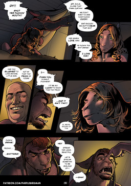 anthro athletic bald bed bedroom bodily_fluids bottomwear bottomwear_down brown_body clothed clothing curtains curtains_open detailed_background detailed_eyes dialogue drooling drunk eyebrows fantasy finger_on_face furniture green_eyes group hair inside long_hair male muscular muscular_anthro muscular_male nude nude_male pants pants_down partially_clothed profanity red_body saliva shocked snaggle_tooth snot speech_bubble substance_intoxication text thick_eyebrows toned_body toned_male tongue trio yelling yelling_at_another purplebirdman mythology avalon_(purplebirdman) guile_(purplebirdman) bat dragon human hybrid lagomorph leporid mammal mythological_creature mythological_scalie rabbit reptile scalie snake 2024 better_version_at_paywall colored comic detailed digital_drawing_(artwork) digital_media_(artwork) english_text multiple_scenes shaded url