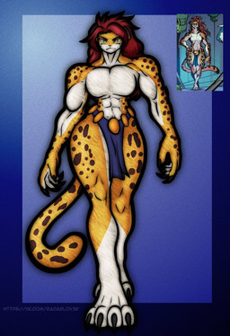abs anthro bottomwear breasts clothed clothing featureless_breasts female loincloth loincloth_only muscular muscular_anthro muscular_female solo topless radarrid3r dc_comics cheetah_(dc) cheetah felid feline mammal hi_res
