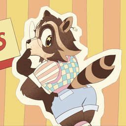anthro male solo angryrawcoon mammal procyonid raccoon hi_res pastel_theme