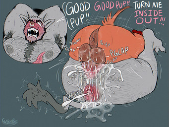 anal_prolapse andromorph andromorph/male anthro anus armpit_hair balls_deep big_muscles big_pecs blush bodily_fluids body_hair bubble claws cum cum_bubble cum_from_ass cum_in_ass cum_in_vagina cum_inside cum_splatter cum_string dialogue drooling duo facial_piercing from_front_position genital_fluids genitals grey_body hands_behind_head intersex intersex/male licking looking_pleasured male mating_press messy motion_lines muscular nipple_fetish nipple_lick nipple_play nipples noisy nose_piercing nose_ring orgasm orgasm_face pecs penetration piercing plump_labia prolapse puffy_anus ring_piercing rough_sex saliva sex shaking snot sound_effects sweat tears text tongue trembling vaginal vaginal_penetration vulva yelling faroutboy jerry_(faroutboy) lynt_(faroutboy) ambiguous_species hybrid mammal 4:3 english_text hi_res