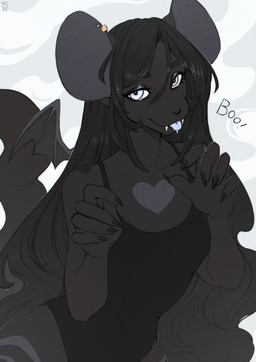 anthro biped breasts claws clothed clothed_anthro clothed_female clothing ear_piercing female fingers front_view fur hair looking_at_viewer piercing simple_background solo standing teeth tongue wings noodlerain mammal mouse murid murine rodent 2026 absurd_res digital_drawing_(artwork) digital_media_(artwork) hi_res